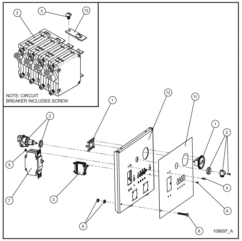 No Outlet Control Panel Assembly Parts for Night Light NL5000 (0001NL500016 TO 9999NL500016) by Allmand