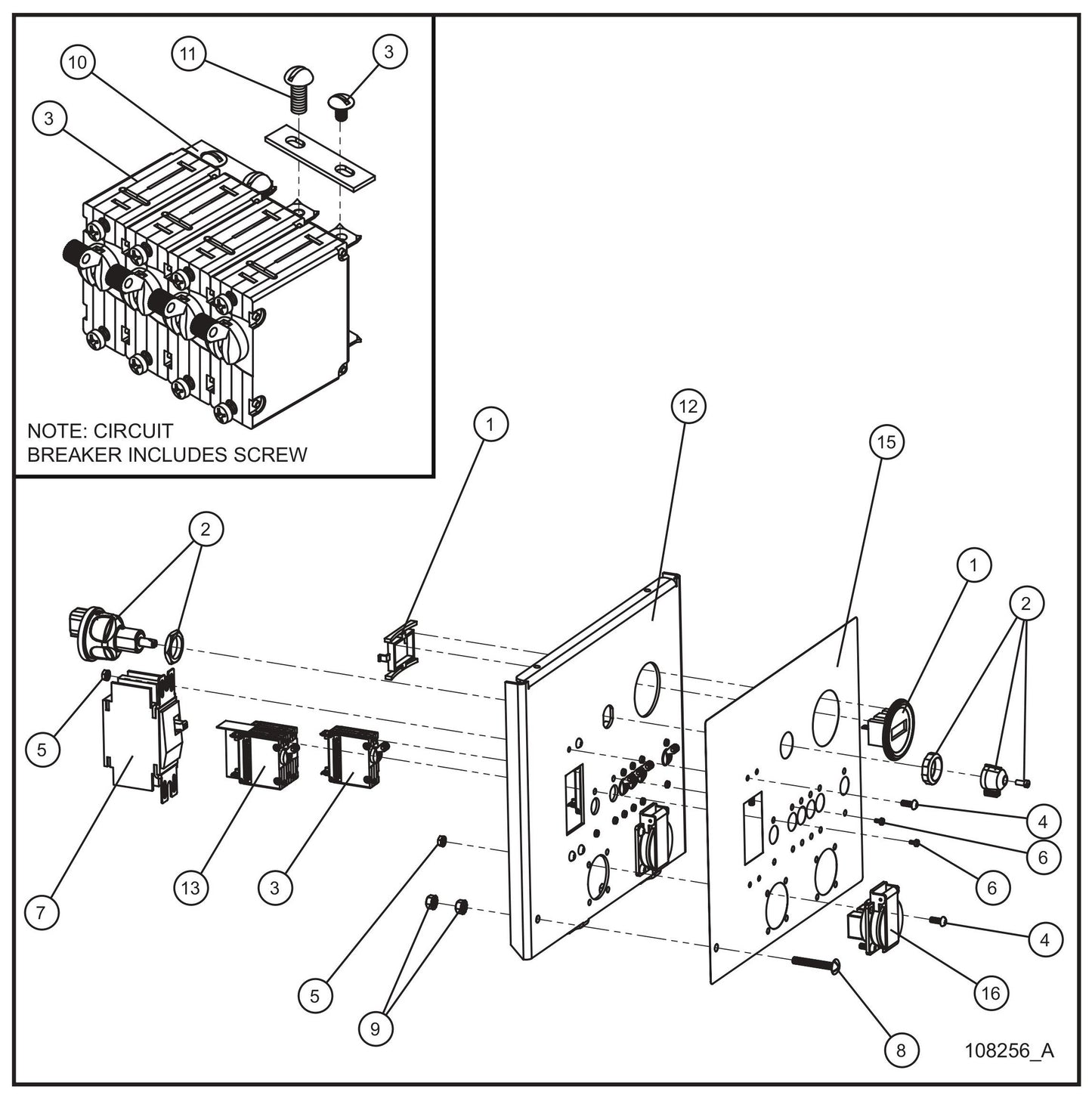 Schuko Outlet Control Panel Assembly Parts for Night Light NL5000 (0001NL500016 TO 9999NL500016) by Allmand