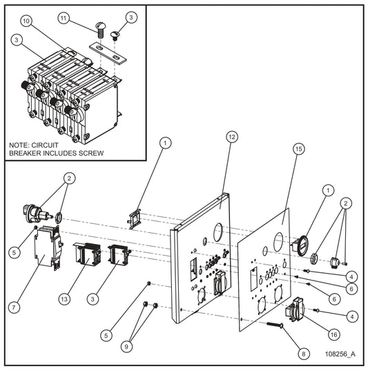 Schuko Outlet Control Panel Assembly Parts for Night Light NL5000 (0001NL500016 TO 9999NL500016) by Allmand