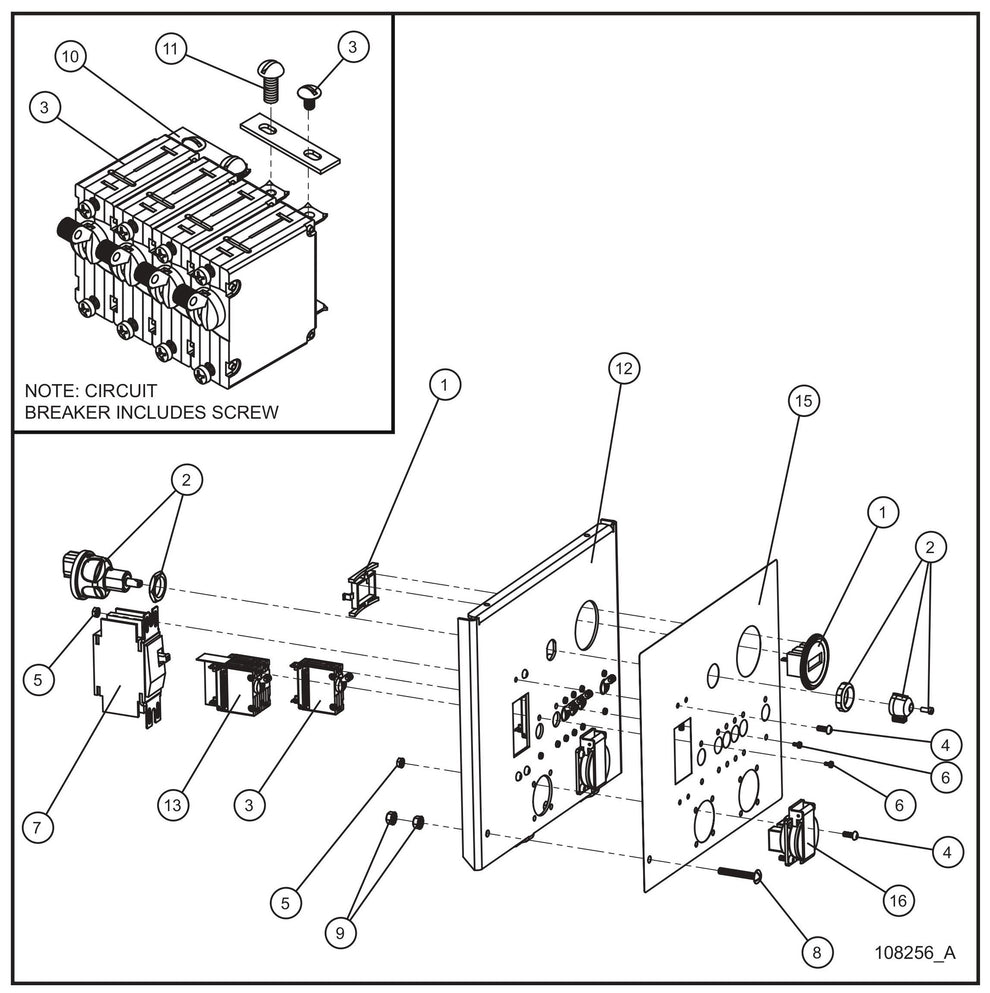 Schuko Outlet Control Panel Assembly Parts for Night Light NL5000 (0001NL500016 TO 9999NL500016) by Allmand