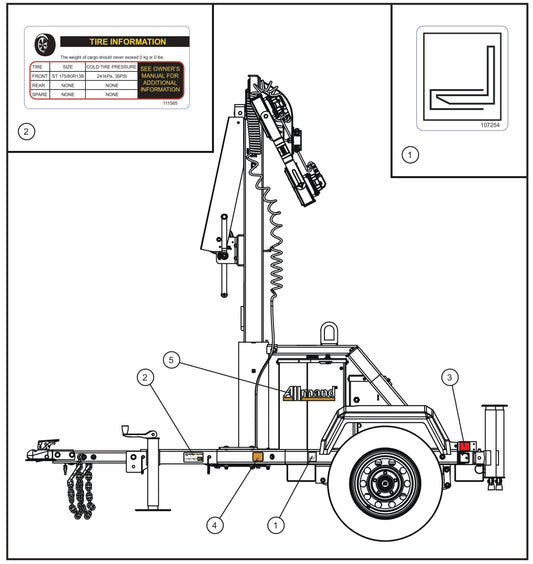 Left Side Decals Assembly Parts for GR Series Night-Lite Chain (SN 26-000001 to 26-999999) by Allmand