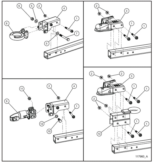 Tongue Coupler Options Assembly Parts for GR Series Night-Lite Chain (SN 26-000001 to 26-999999) by Allmand