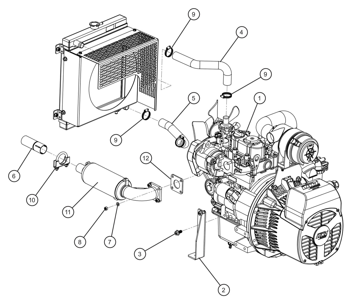 Kubota Z482 Diesel Engine (1 of 3) Assembly Parts for GR-Series Night-Lite Liquid-Cooled CM Light Tower By Allmand
