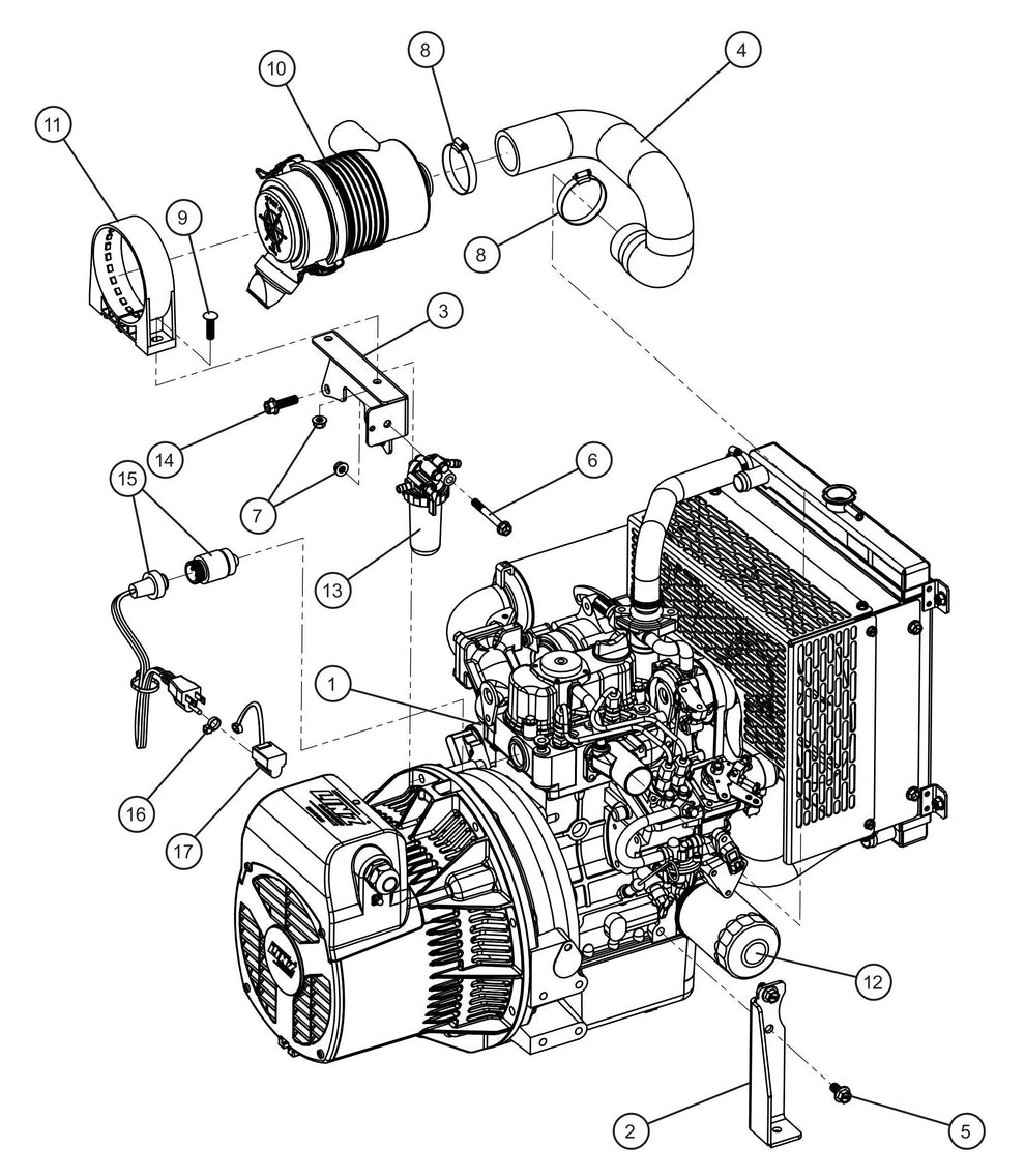 Kubota Z482 Diesel Engine (2 of 3) Assembly Parts for GR-Series Night-Lite Liquid-Cooled CM Light Tower By Allmand