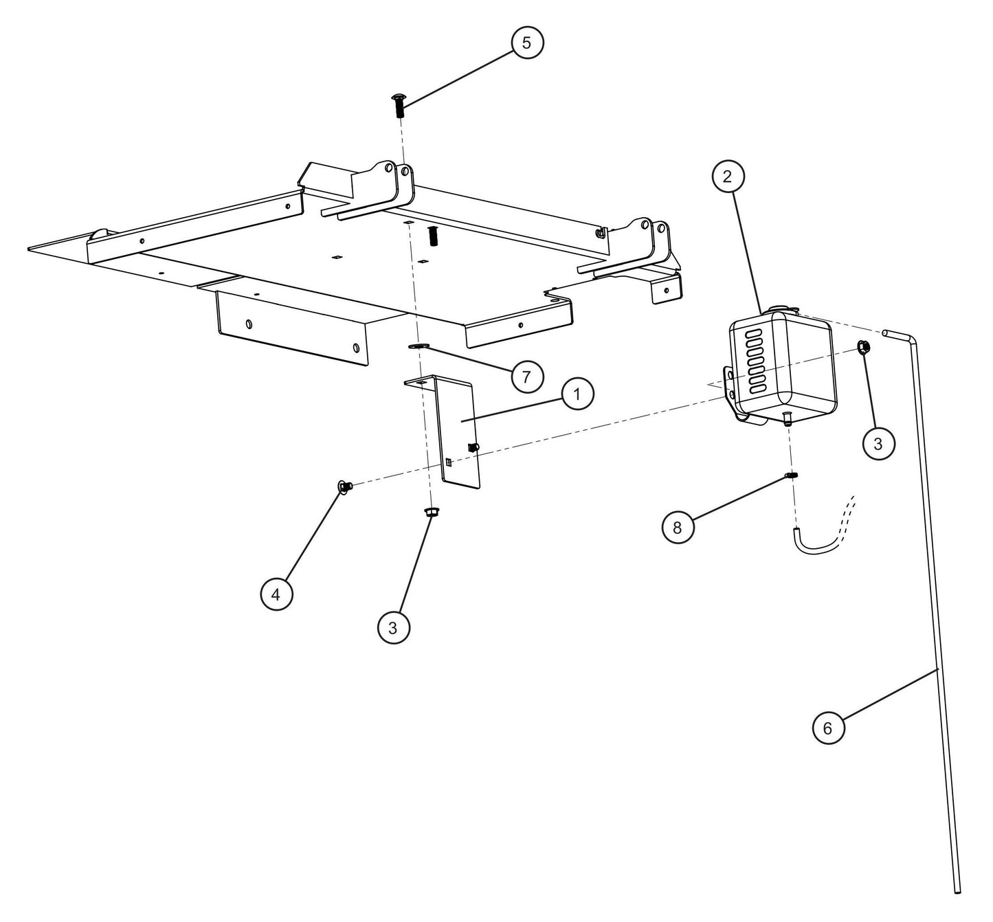 Coolant Reservoir Tank Replacement Assembly Parts for GR-Series Night-Lite Liquid-Cooled CM Light Tower By Allmand