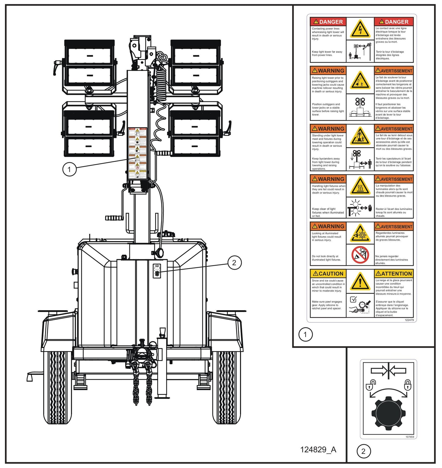 Front Side Decals Assembly Parts for GR-Series Night-Lite Liquid-Cooled CM Light Tower By Allmand