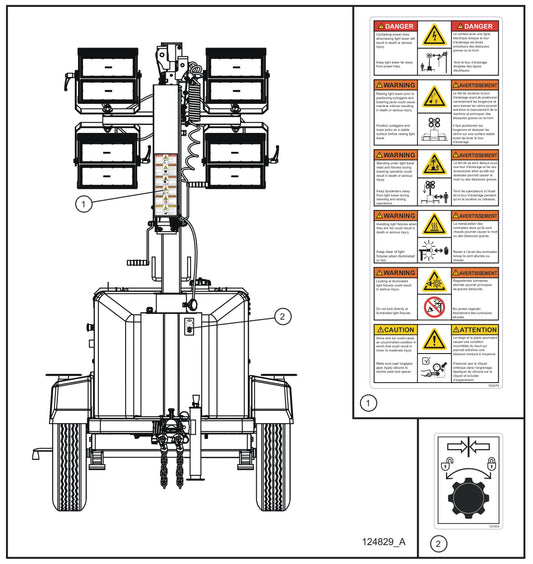 Front Side Decals Assembly Parts for GR-Series Night-Lite Liquid-Cooled CM Light Tower By Allmand