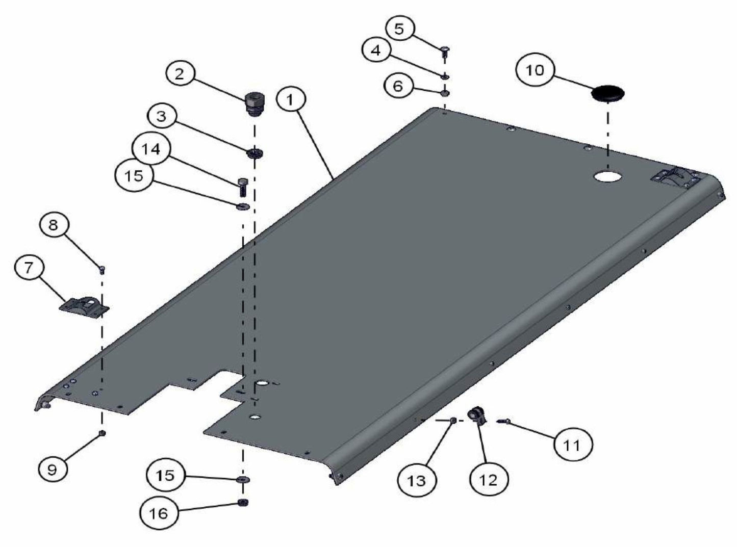Roof Panel Assembly Parts V-Series SE Power Night-Lite Pro (0001PROV10SE TO 9999PROV11SE) by Allmand