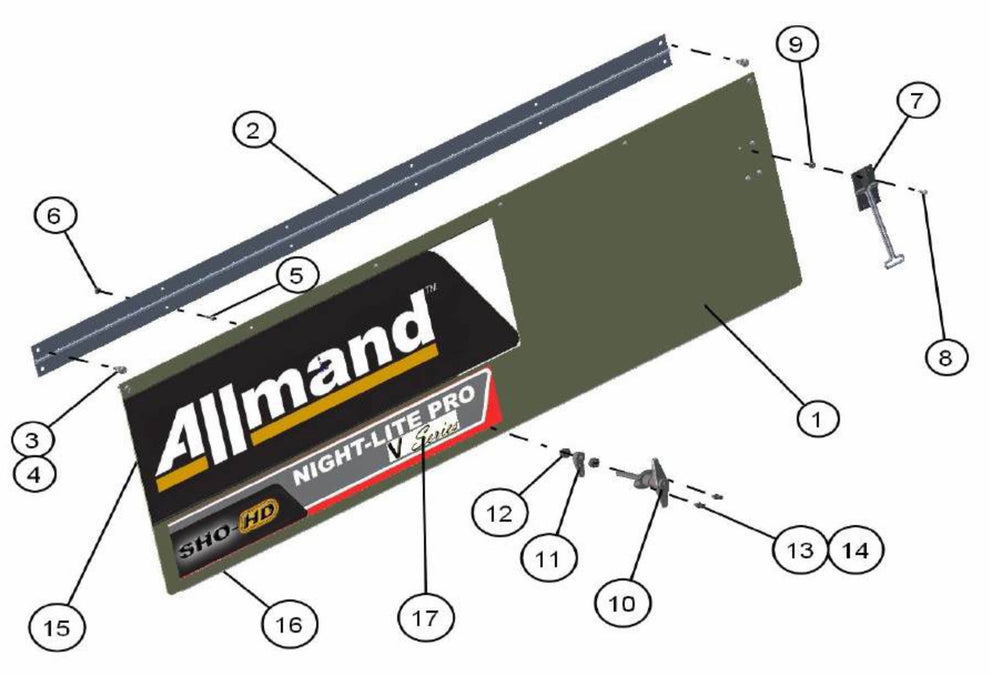 Door Panel Assembly Parts V-Series SE Power Night-Lite Pro (0001PROV10SE TO 9999PROV11SE) by Allmand