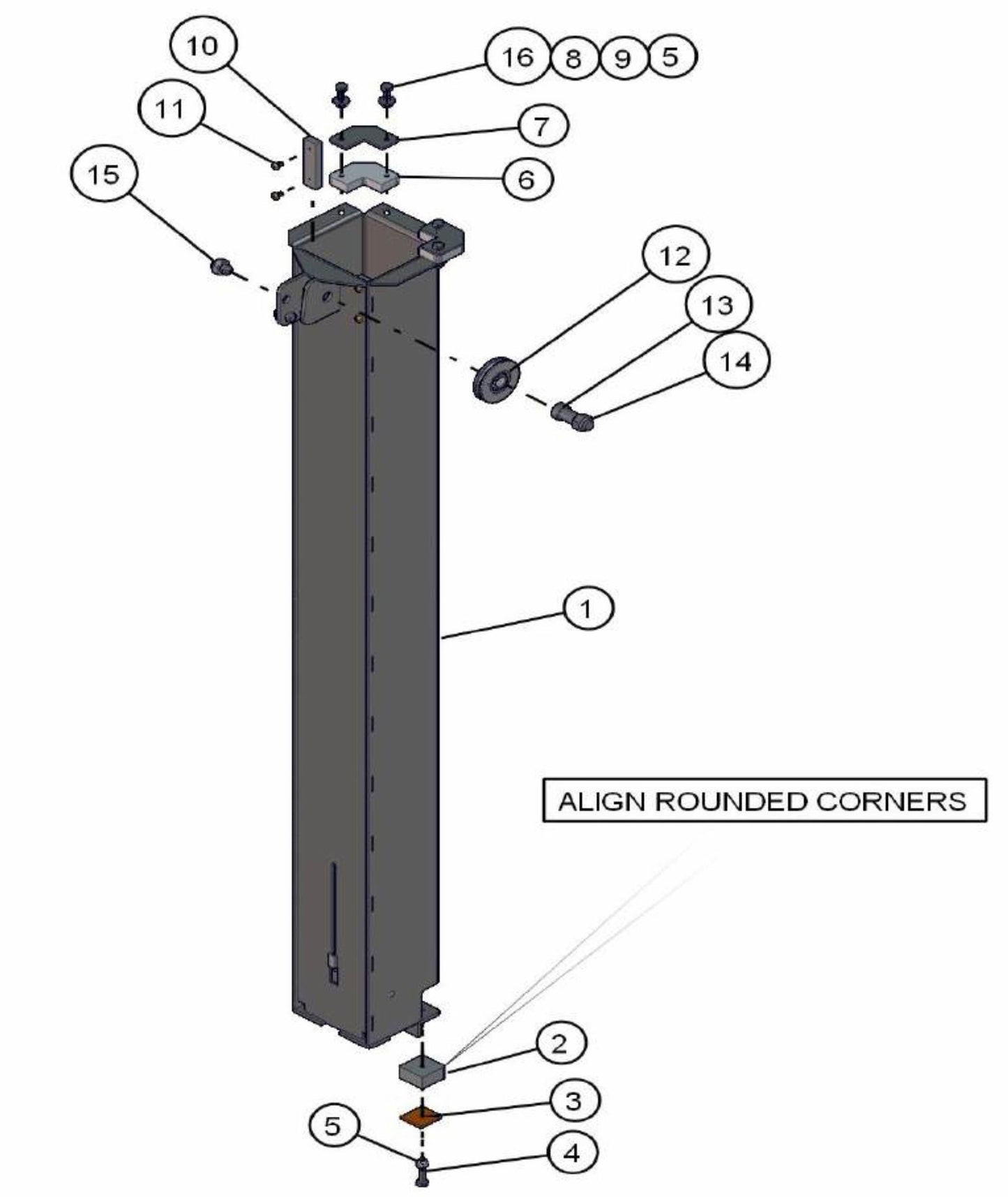 Section 3 Hydraulic Tower Assembly Parts V-Series SE Power Night-Lite Pro (0001PROV10SE TO 9999PROV11SE) by Allmand