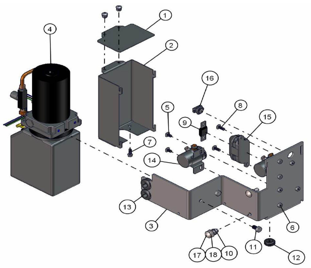 Hydraulic Pump Assembly Parts V-Series SE Power Night-Lite Pro (0001PROV10SE TO 9999PROV11SE) by Allmand