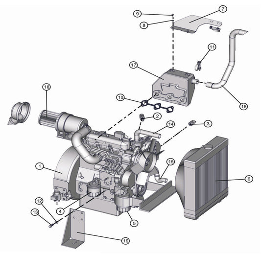Kubota Engine Assembly Parts for Night-Lite Pro Laydown (0001PRO02 TO 9999PRO11) by Allmand
