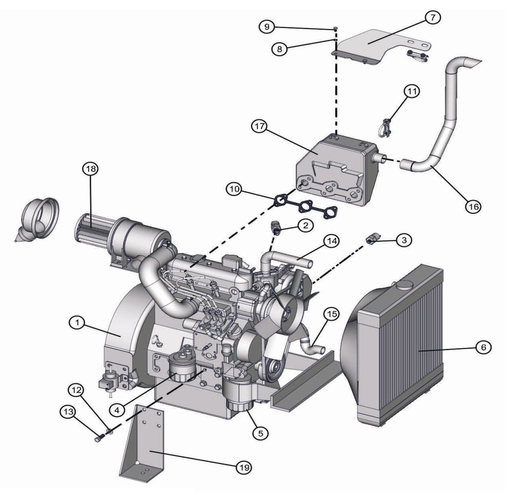 Kubota Engine Assembly Parts for Night-Lite Pro Laydown (0001PRO02 TO 9999PRO11) by Allmand