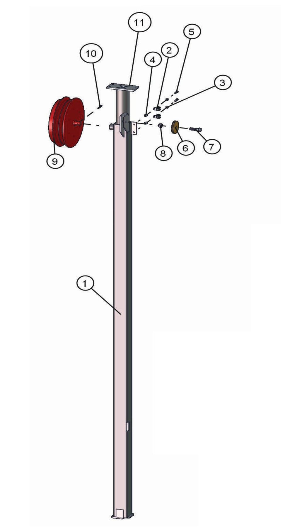 Electric Laydown Tower Section 2 & 3 Assembly Parts for LD-Series 50 & 60Hz Night Light Pro II by Allmand