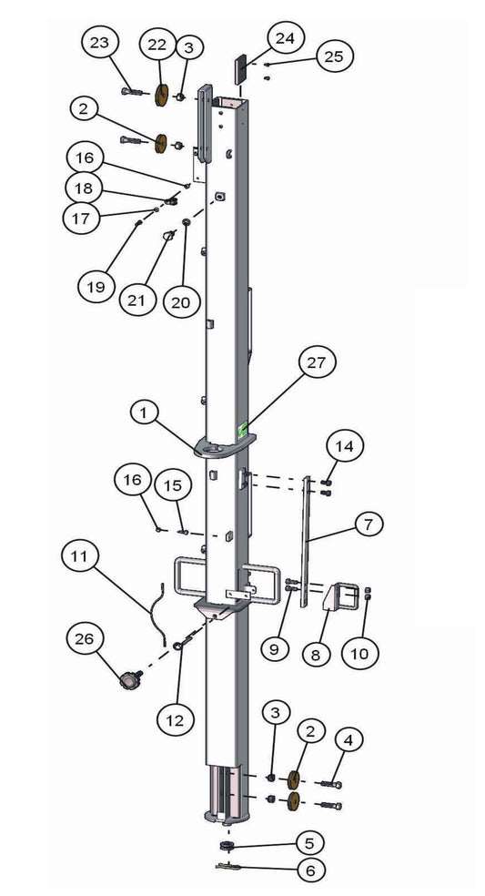 Electric Laydown Tower Section 1 Assembly Parts for LD-Series 50 & 60Hz Night Light Pro II by Allmand