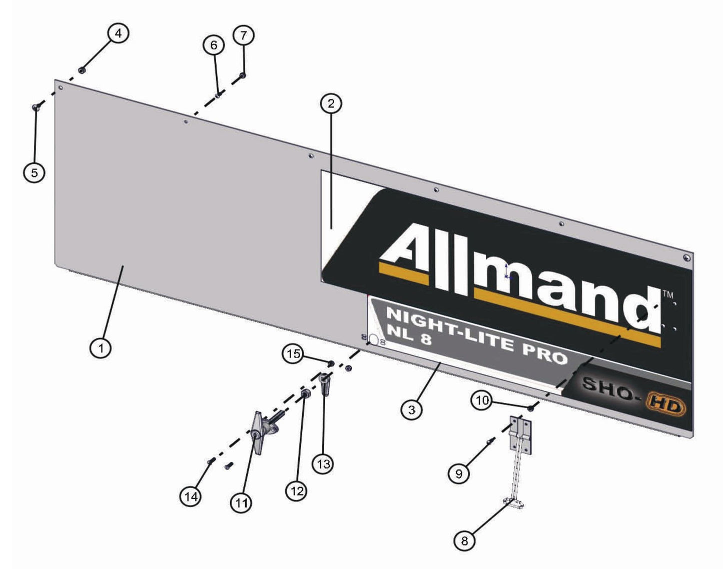 Left Side Door Panel Assembly Parts for LD-Series 50 & 60Hz Night Light Pro II by Allmand