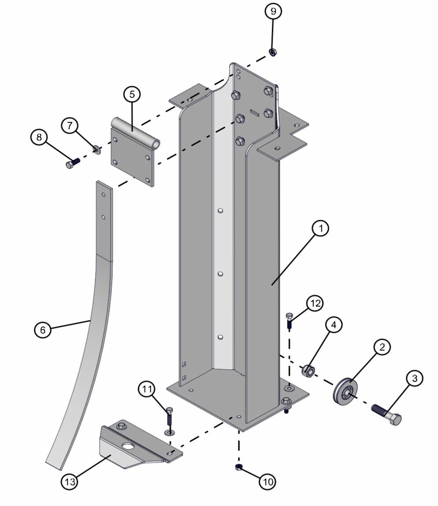 Pedestal Manual Winch Tower (New) Assembly Parts for V-Series 50 & 60Hz Night Light Pro II (0001PRO2V11 TO 0380PRO2V14) by Allmand