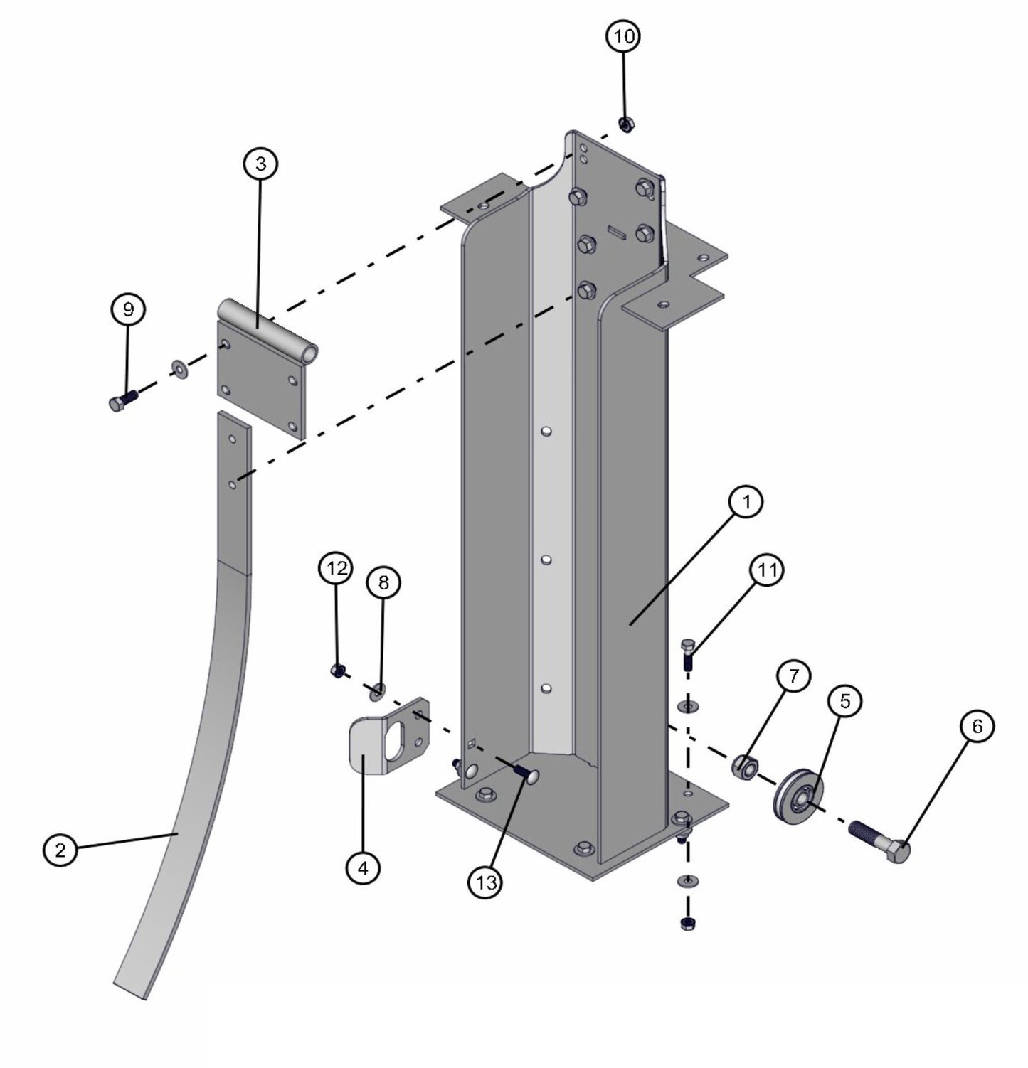 Pedestal Manual Winch Tower (Old) Assembly Parts for V-Series 50 & 60Hz Night Light Pro II (0001PRO2V11 TO 0380PRO2V14) by Allmand