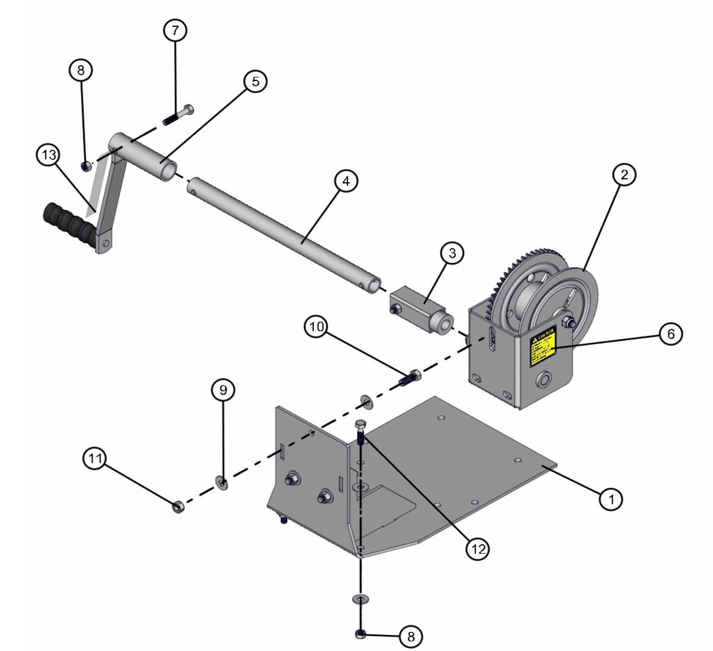 Manual Winch-Non Containment Tray Assembly Parts for V-Series 50 & 60Hz Night Light Pro II (0001PRO2V11 TO 0380PRO2V14) by Allmand