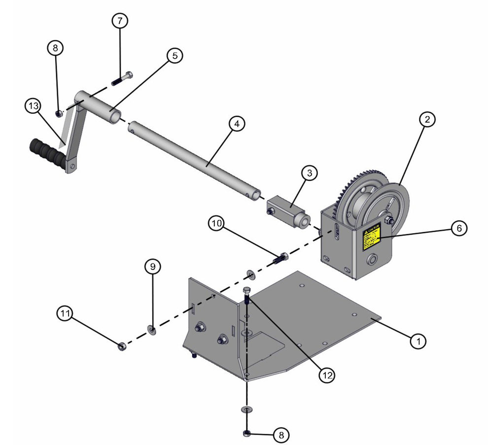 Manual Winch-Non Containment Tray Assembly Parts for V-Series 50 & 60Hz Night Light Pro II (0001PRO2V11 TO 0380PRO2V14) by Allmand