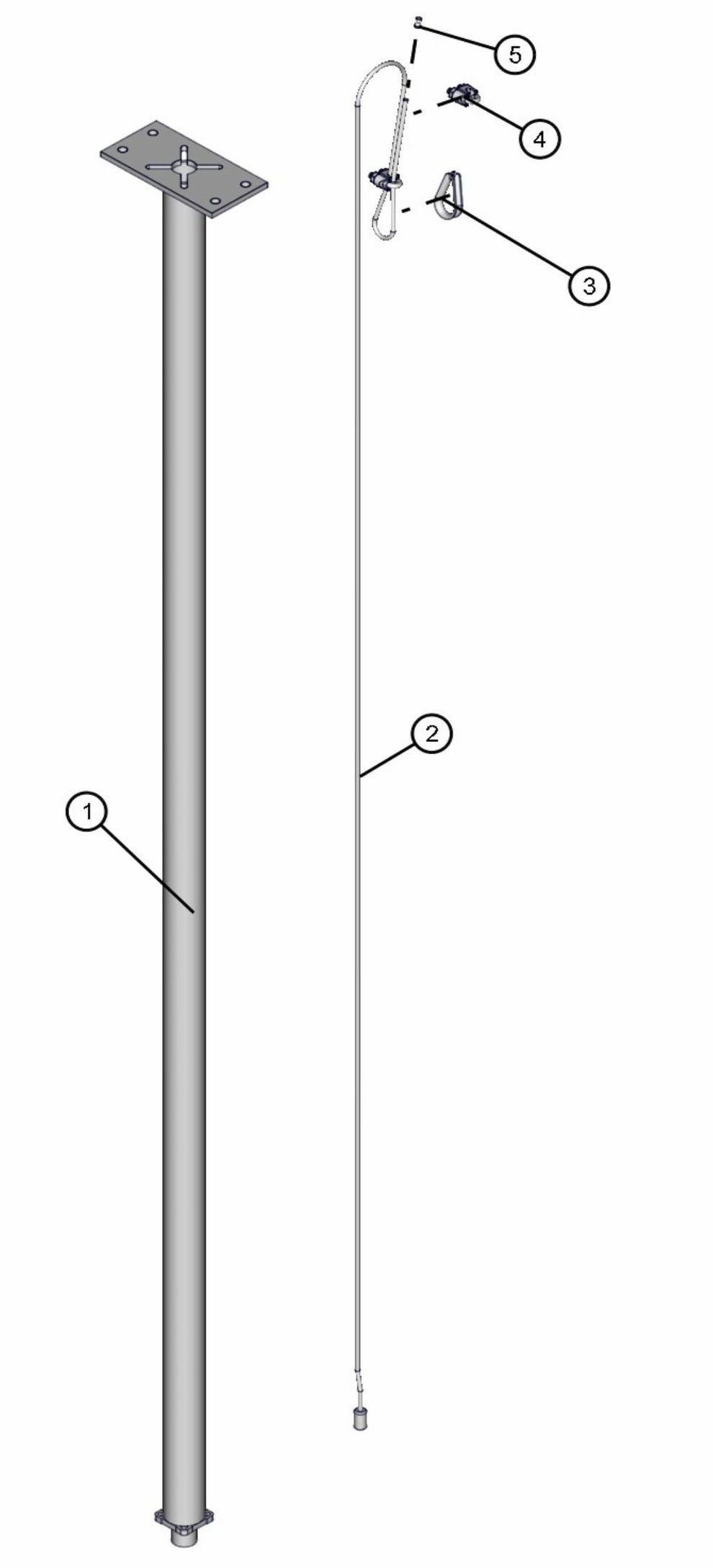 Section 6 Vertical Tower Assembly Parts for V-Series 50 & 60Hz Night Light Pro II (0001PRO2V11 TO 0380PRO2V14) by Allmand