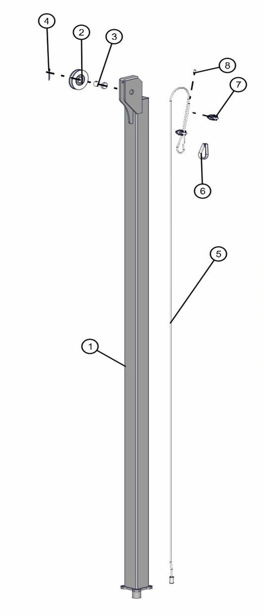 Section 5 Vertical Tower Assembly Parts for V-Series 50 & 60Hz Night Light Pro II (0001PRO2V11 TO 0380PRO2V14) by Allmand