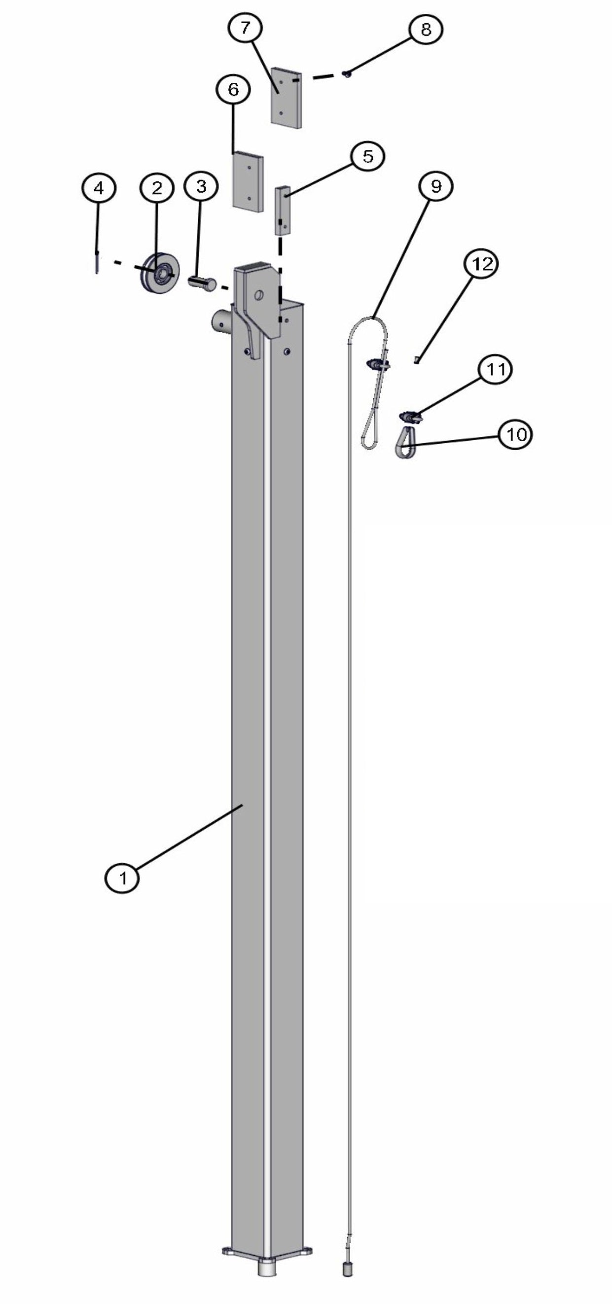 Section 4 Vertical Tower Assembly Parts for V-Series 50 & 60Hz Night Light Pro II (0001PRO2V11 TO 0380PRO2V14) by Allmand