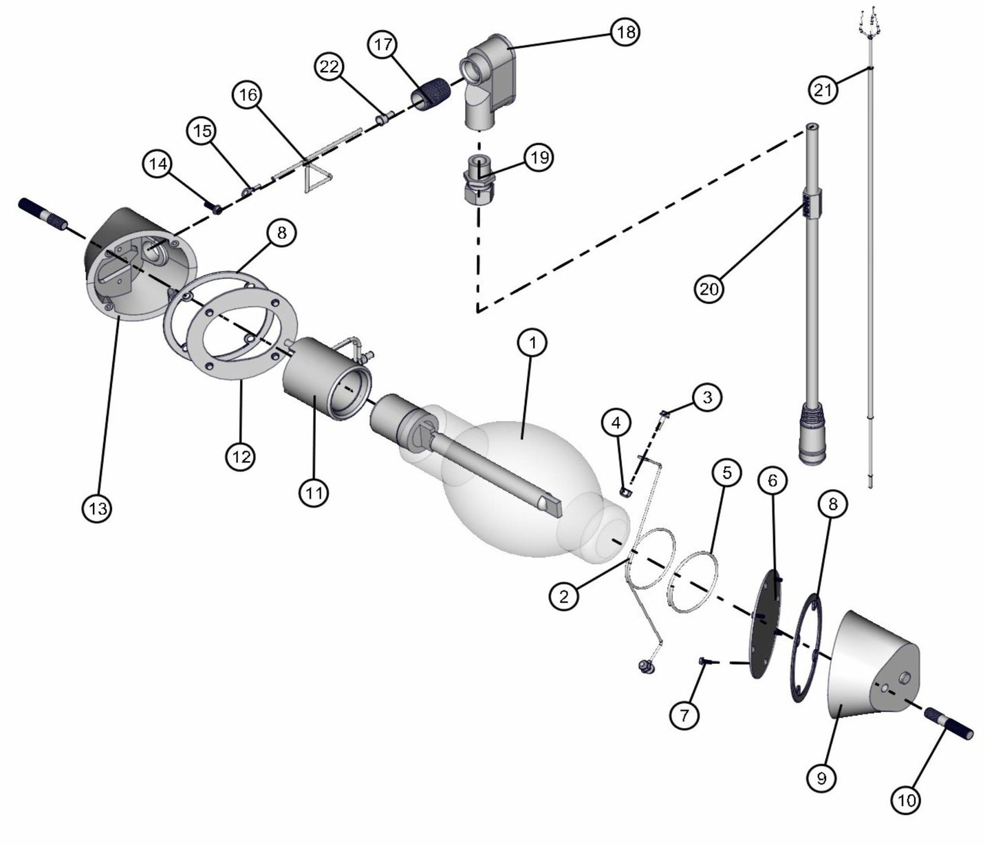 1250W SHO Lamp Assembly Parts for V-Series 50 & 60Hz Night Light Pro II (0001PRO2V11 TO 0380PRO2V14) by Allmand