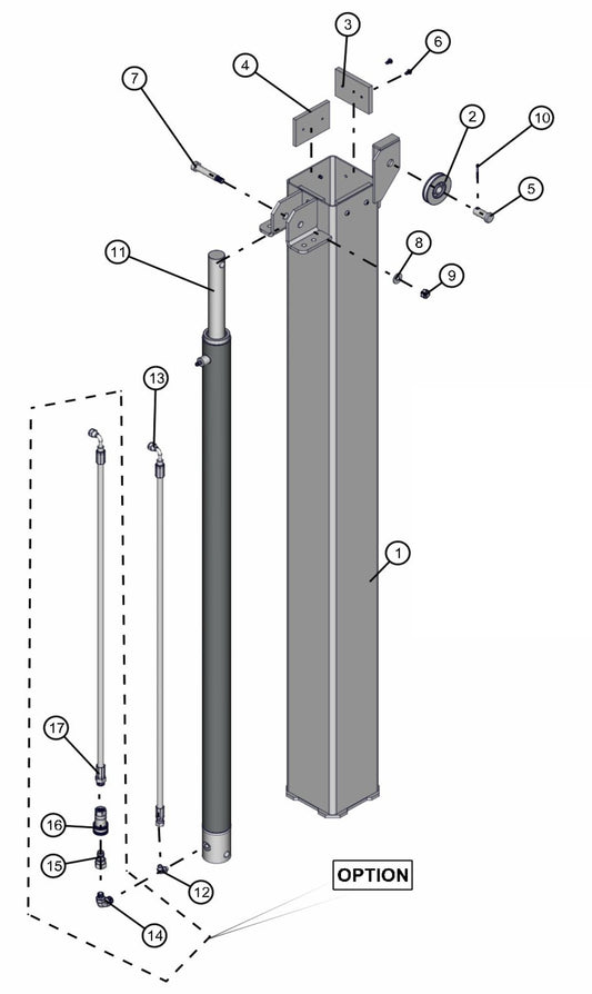 Section 2 Vertical Tower Assembly Parts for V-Series 50 & 60Hz Night Light Pro II (0001PRO2V11 TO 0380PRO2V14) by Allmand