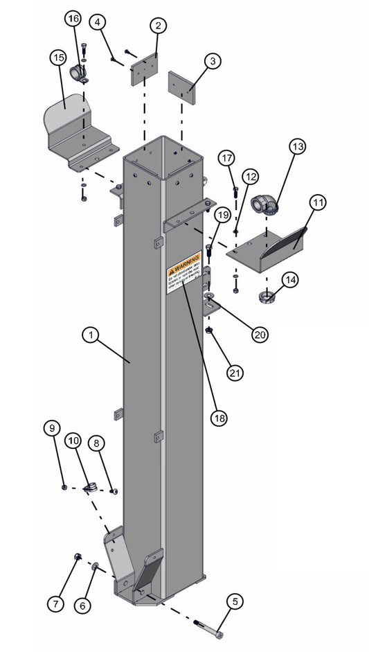 Section 1 Vertical Tower Assembly Parts for V-Series 50 & 60Hz Night Light Pro II (0001PRO2V11 TO 0380PRO2V14) by Allmand