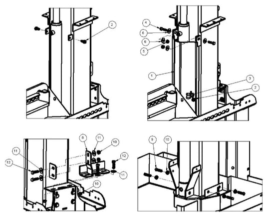 Vertical Tower Mount Brace Assembly Parts for V-Series 50 & 60Hz Night Light Pro II (0001PRO2V11 TO 0380PRO2V14) by Allmand