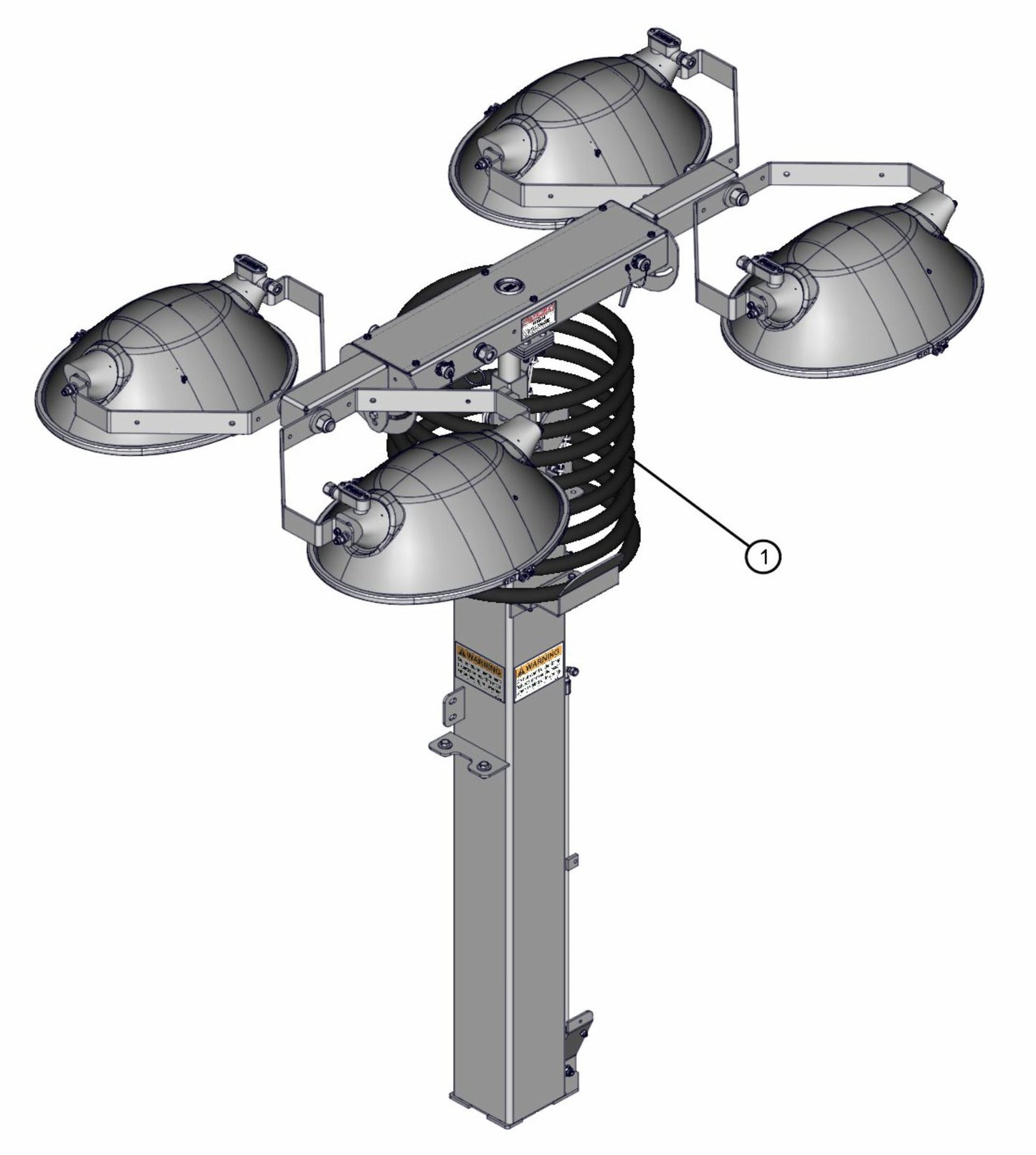 Nycoil Vertical Tower Assembly Parts for V-Series 50 & 60Hz Night Light Pro II (0001PRO2V11 TO 0380PRO2V14) by Allmand