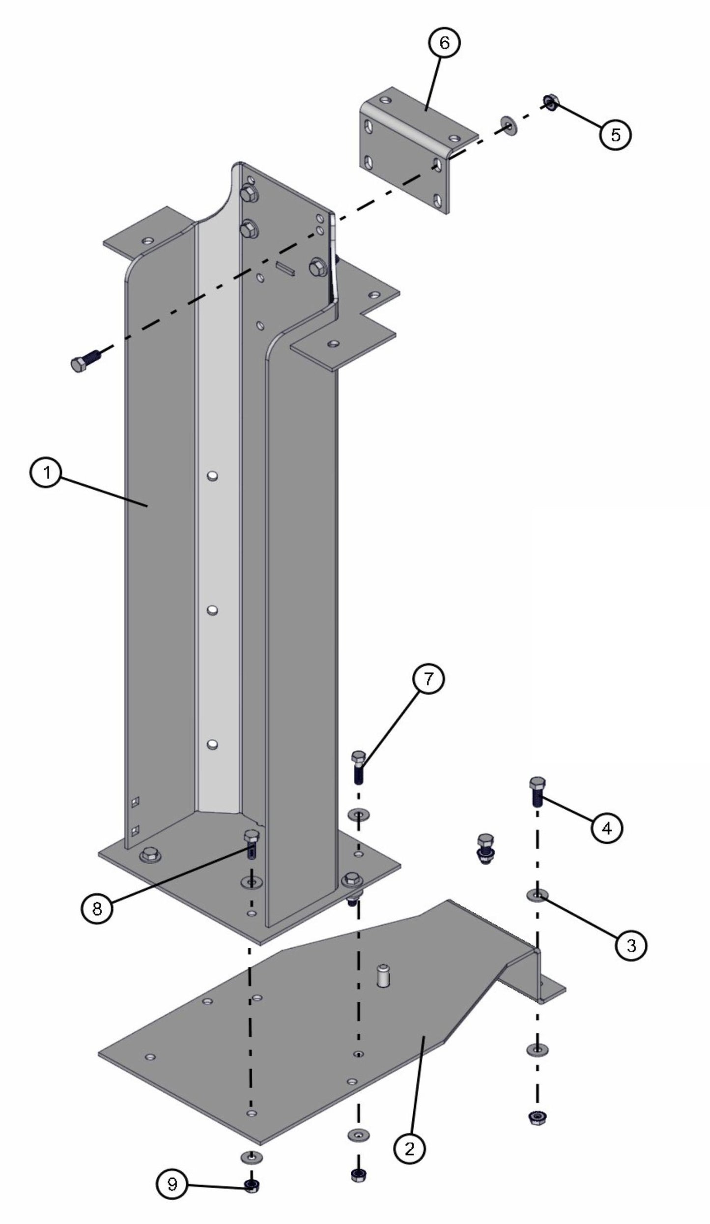 Vertical Tower Pedestal Assembly Parts for V-Series 50 & 60Hz Night Light Pro II (0001PRO2V11 TO 0380PRO2V14) by Allmand