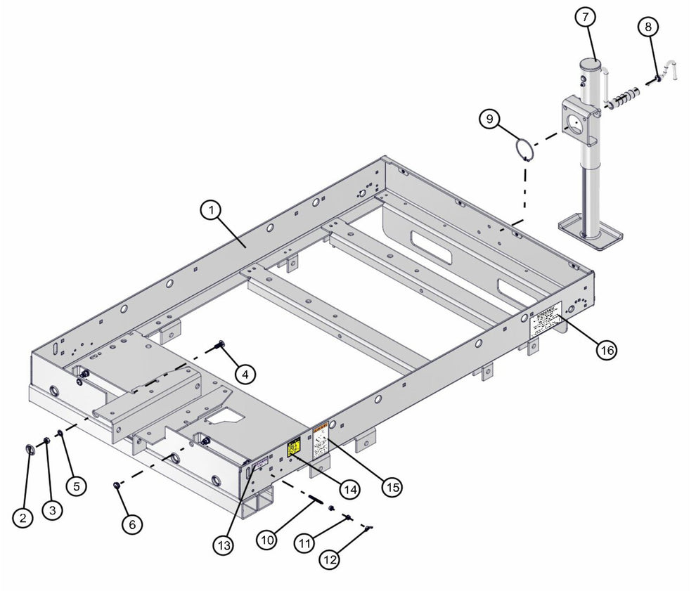 Frame Assembly Parts for V-Series 50 & 60Hz Night Light Pro II (0001PRO2V11 TO 0380PRO2V14) by Allmand