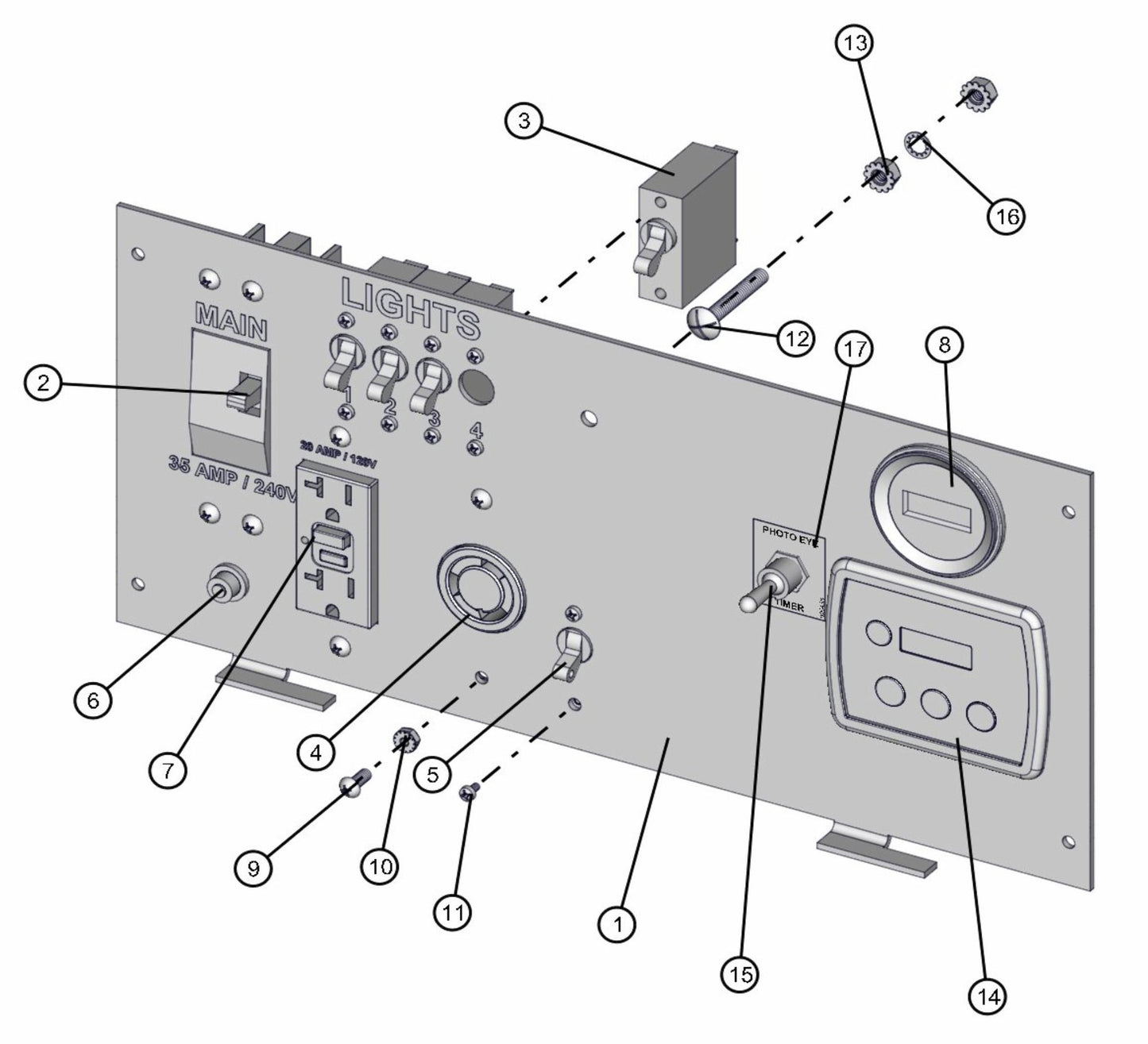 Kubota Deep Sea Control Panel Assembly Parts for V-Series 50 & 60Hz Night Light Pro II (0001PRO2V11 TO 0380PRO2V14) by Allmand