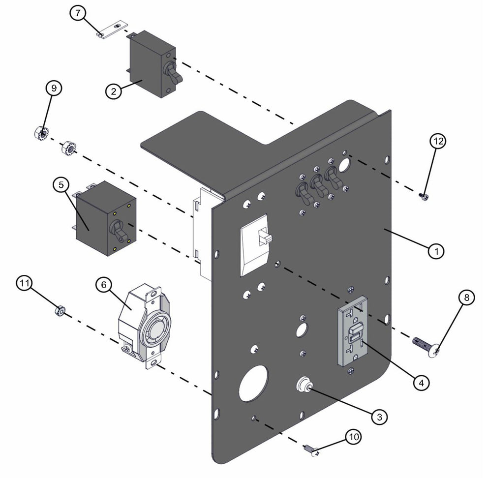 Outlet Panel (Old Style) Assembly Parts for V-Series 50 & 60Hz Night Light Pro II (0001PRO2V11 TO 0380PRO2V14) by Allmand