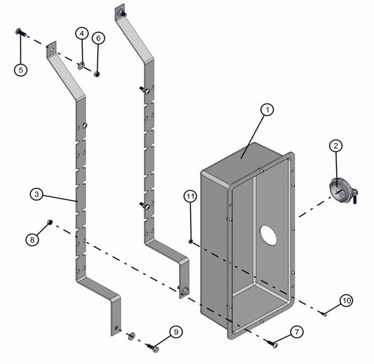 Outlet Box Mount (Old Style) Assembly Parts for V-Series 50 & 60Hz Night Light Pro II (0001PRO2V11 TO 0380PRO2V14) by Allmand