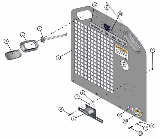 Rear Panel Assembly Parts for V-Series 50 & 60Hz Night Light Pro II (0001PRO2V11 TO 0380PRO2V14) by Allmand