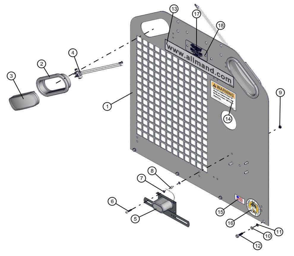 Rear Panel Assembly Parts for V-Series 50 & 60Hz Night Light Pro II (0001PRO2V11 TO 0380PRO2V14) by Allmand