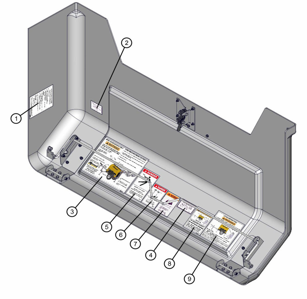 Inside Left Door Laydown Tower Assembly Parts for V-Series 50 & 60Hz Night Light Pro II (0001PRO2V11 TO 0380PRO2V14) by Allmand