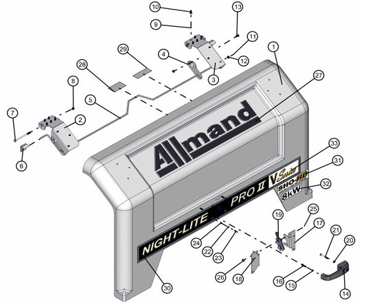 Right Door Assembly Parts for V-Series 50 & 60Hz Night Light Pro II (0001PRO2V11 TO 0380PRO2V14) by Allmand