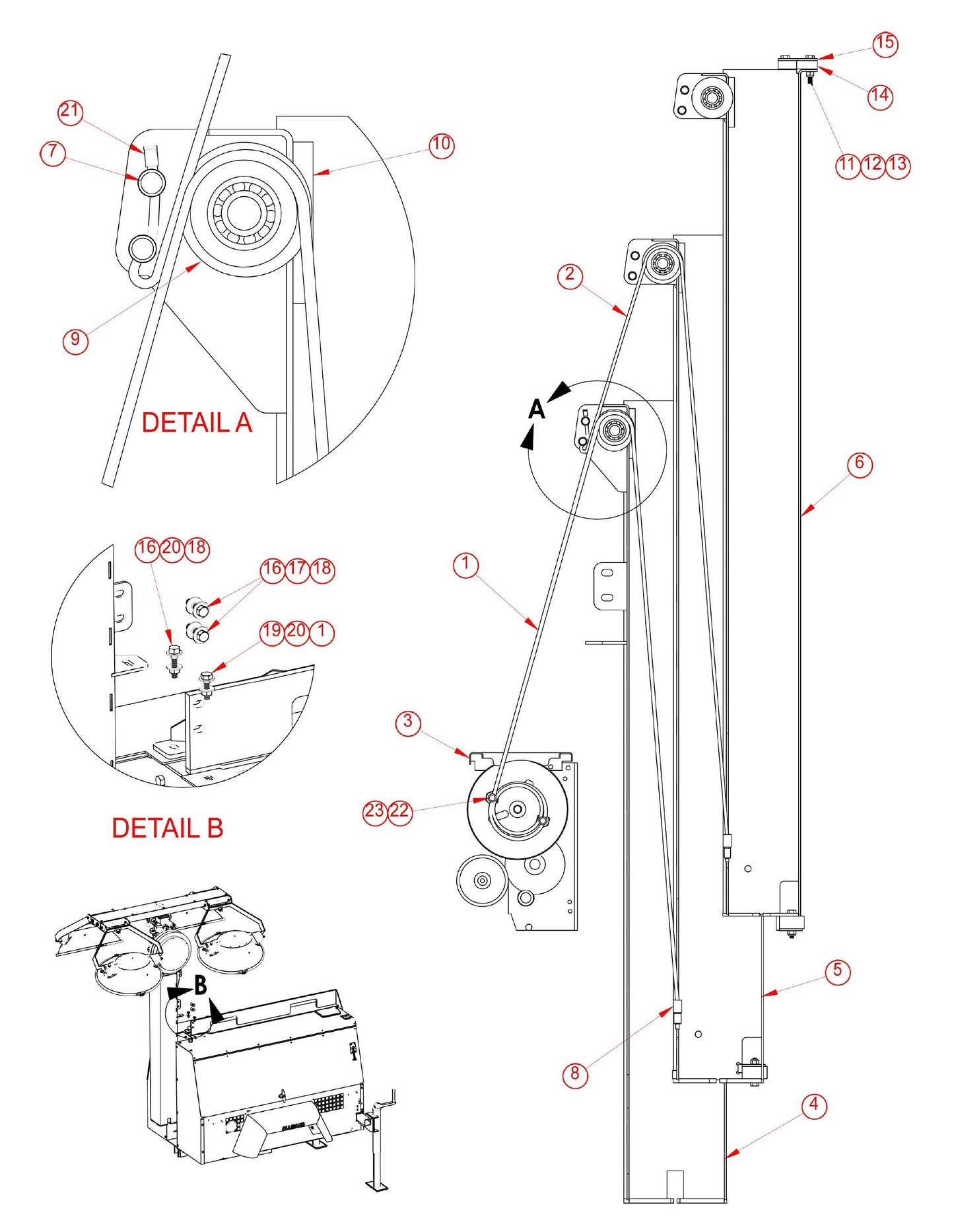Tower Cable Routing Assembly Parts for V-Series Night-Light Pro CE (0001PROV08CE TO 9999PROV11CE) by Allmand
