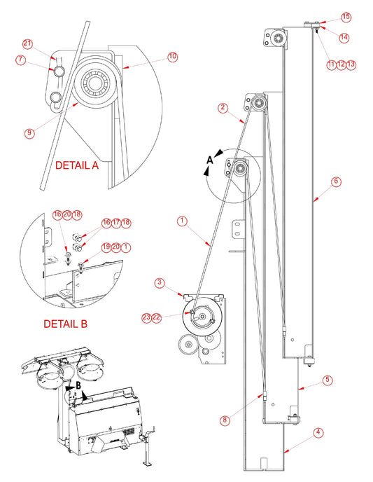 Tower Cable Routing Assembly Parts for V-Series Night-Light Pro CE (0001PROV08CE TO 9999PROV11CE) by Allmand