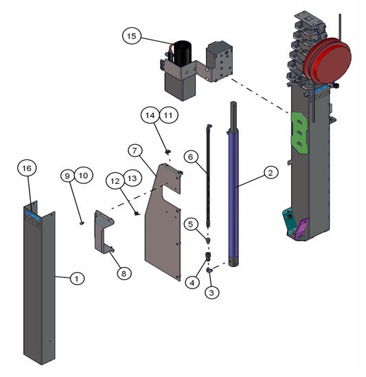 Hydraulic Tower Assembly Parts for V-Series Night-Light Pro CE (0001PROV08CE TO 9999PROV11CE) by Allmand