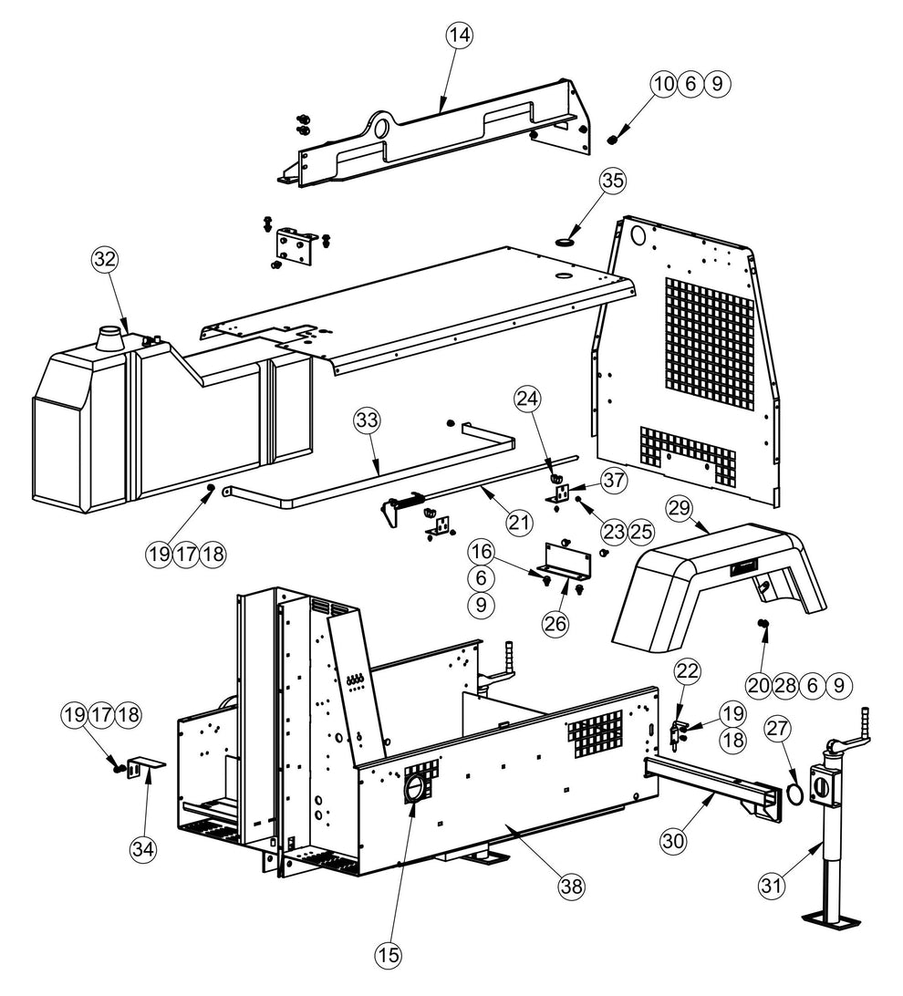 Frame Components Assembly Parts for V-Series Night-Light Pro CE (0001PROV08CE TO 9999PROV11CE) by Allmand