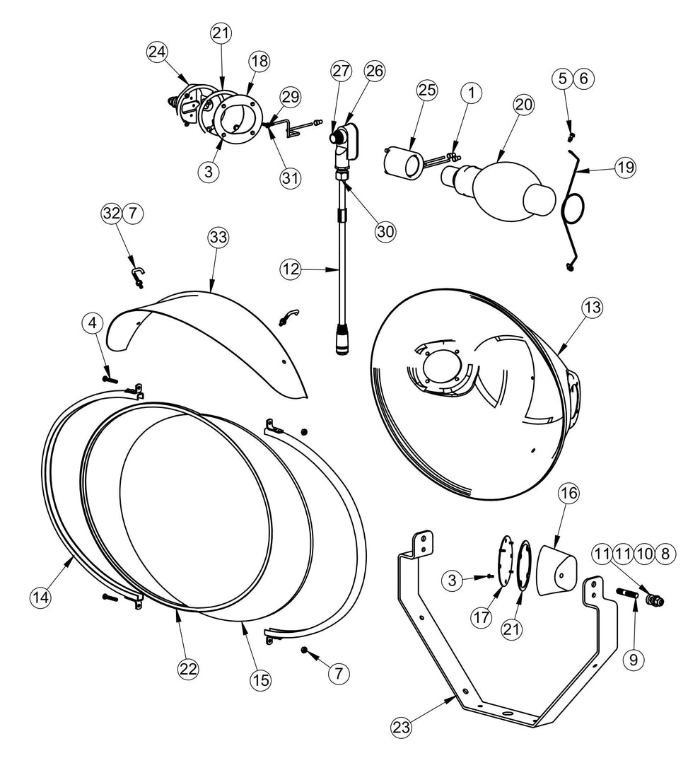 SHO 1000 Lamp Holder Assembly Parts for V-Series Night-Light Pro Domestic (0001PROV10 TO 9999PROV11) by Allmand