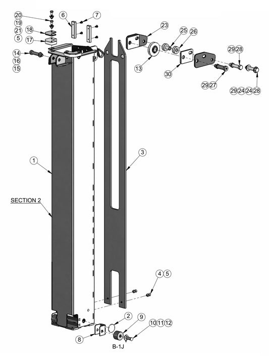 Hydraulic Tower Section 2 Assembly Parts for V-Series Night-Light Pro Domestic (0001PROV10 TO 9999PROV11) by Allmand