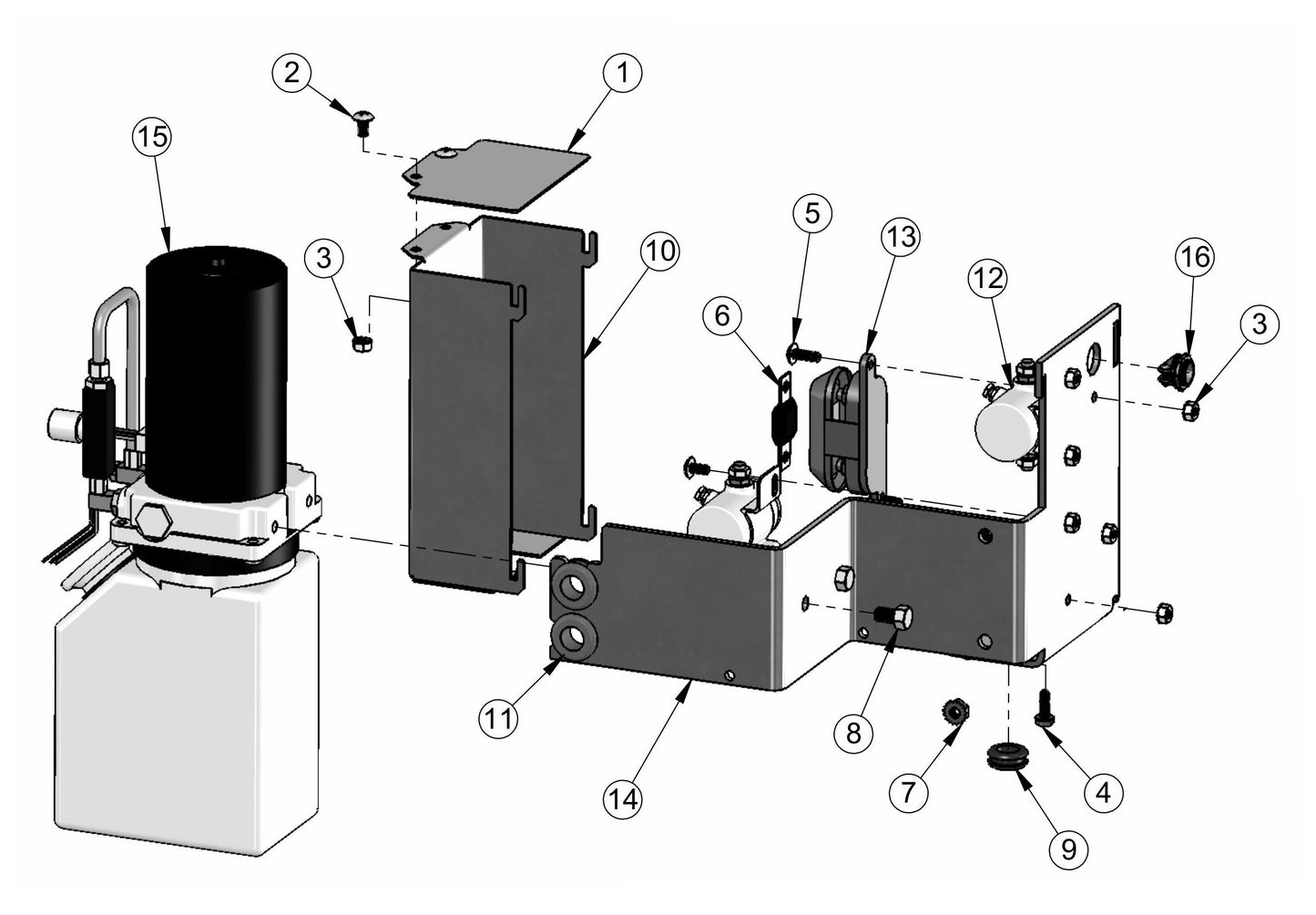 Hydraulic Pump Assembly Parts for V-Series Night-Light Pro Domestic (0001PROV10 TO 9999PROV11) by Allmand