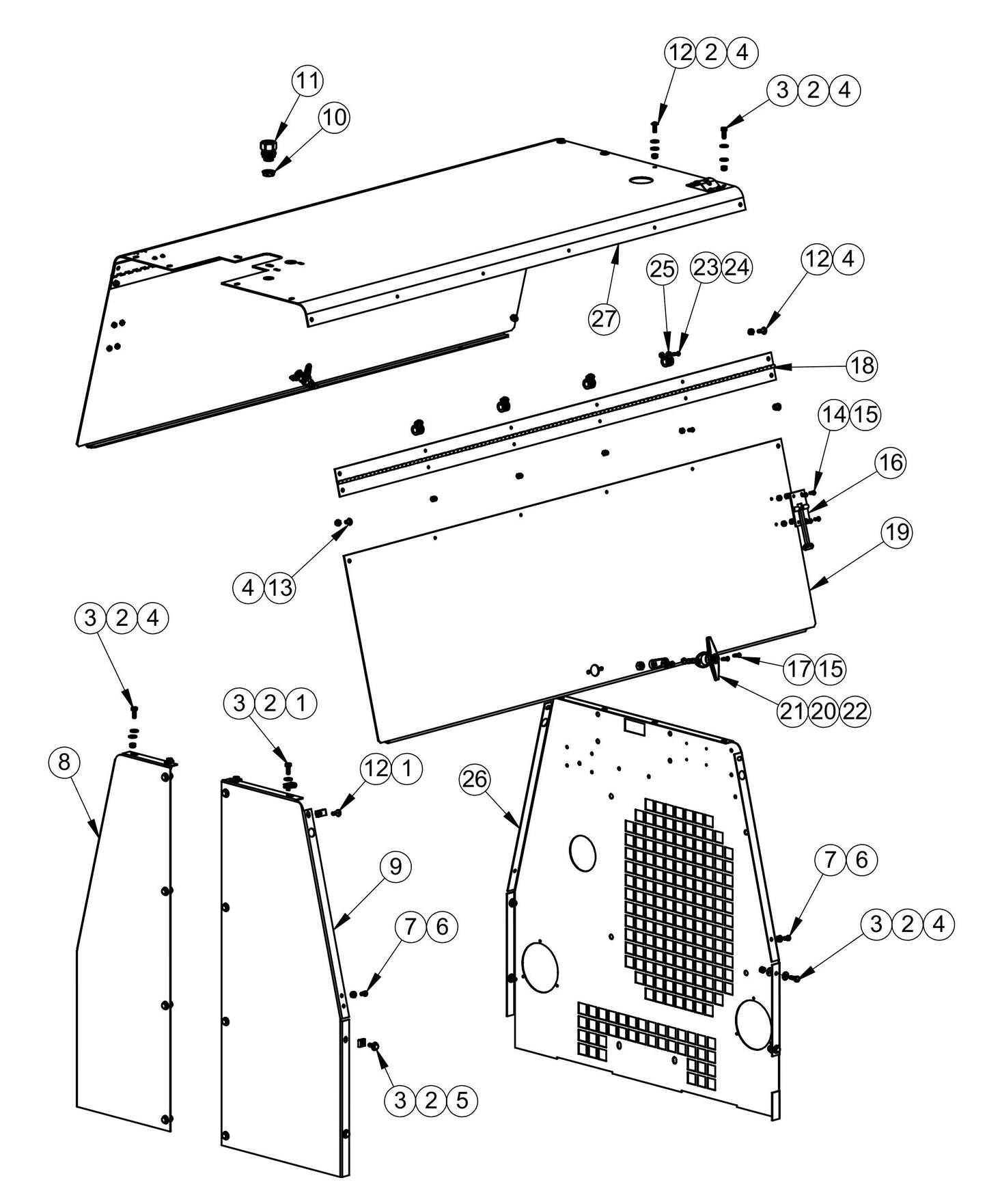 Panels Assembly Parts for V-Series Night-Light Pro Domestic (0001PROV10 TO 9999PROV11) by Allmand