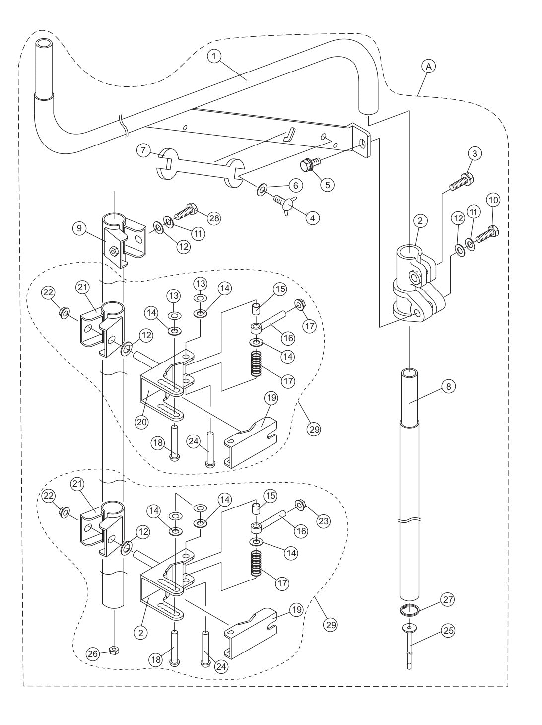 GB114BS/BP Offset Pole Assembly Parts by Multiquip